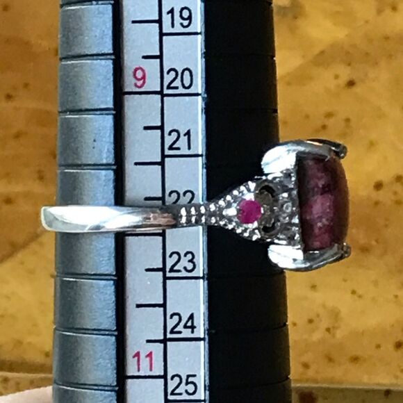 Norwegian Thulite Sterling Silver Ring Size 10 - Picture 6 of 9